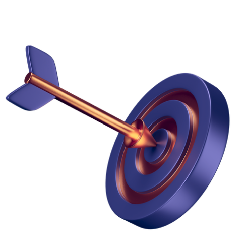 3D dark blue target with arrow icon