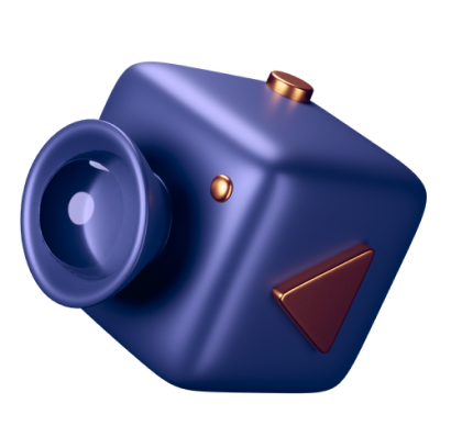3D dark blue video camera icon